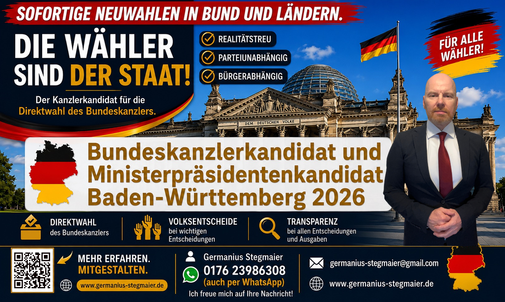 Germanius Stegmaier – Bundeskanzlerkandidat und Ministerpräsidentenkandidat Baden-Württemberg 2026